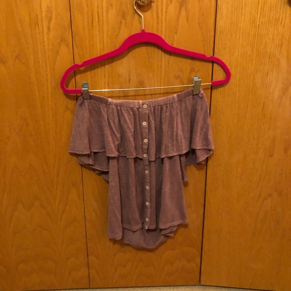 American Eagle Mauve Off The Shoulder Top - Picture 2 of 4